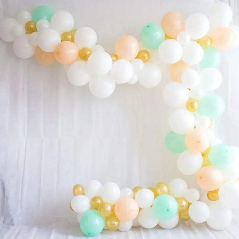 92 шт. Macaron Воздушный Шар АРКА гирлянда Зеленый Оранжевый Белый Золотой шар оптом
