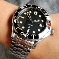 41mm sterile sapphire glass see through back ceramic bezel nh35 automatic movement mens watch