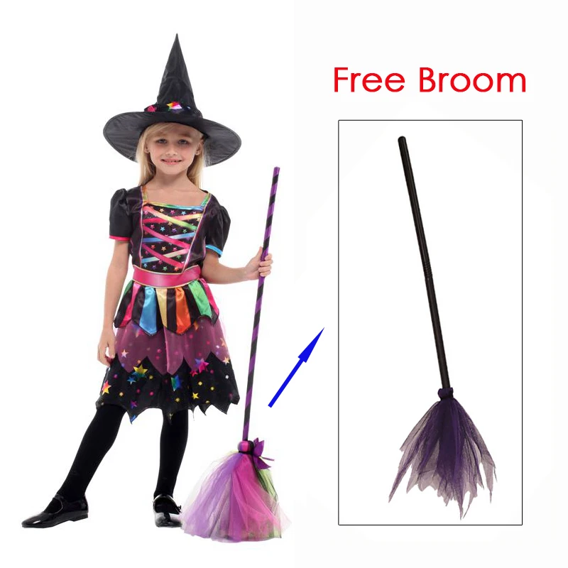 

The Star Rainbow Witch Enchantress Costume Sorceress Costumes for Girls Girl Halloween Purim Party Carnival Cosplay Dress Up