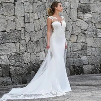 boho wedding dresses mermaid cap sleeves tulle appliques lace dubai arabic wedding gown bridal dress vestido de noiva