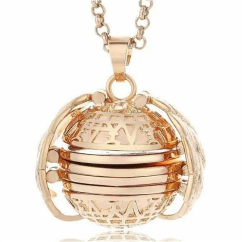 WKOUD Новая стильная женская ожерелье Мемориальные подарки Раскрывающийся медальон с 4 фото Серебряный шар Ангельское крыло Подвеска Солидная модная горячая.