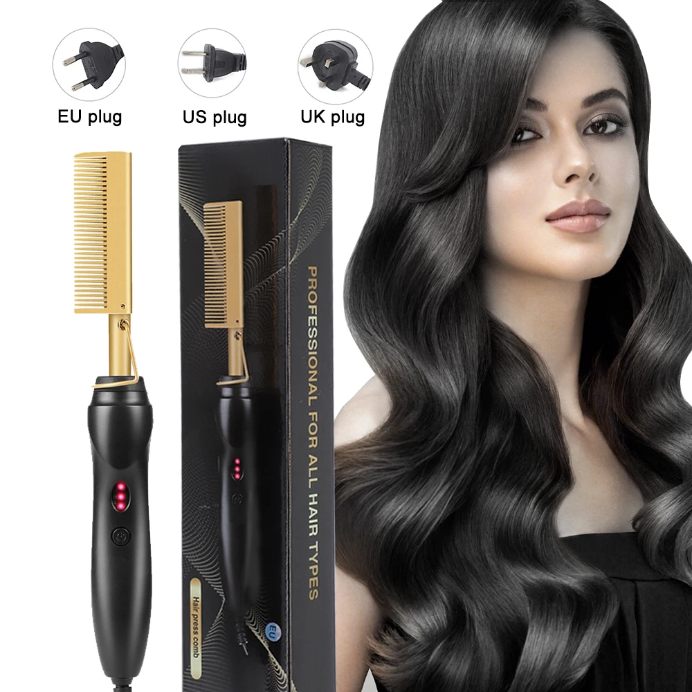 

Professional Hair Straightener for wigs Heated Comb Electric Heating Hot Comb Hair styling Comb Curler for women Voltage 220V