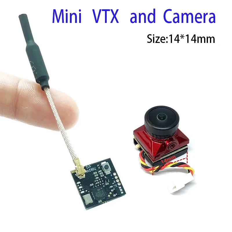 Регулируемый мини-передатчик FPV 5 8 ГГц 40 каналов 25/100/250 мВт 14 х14 мм и камера 1/3 CMOS