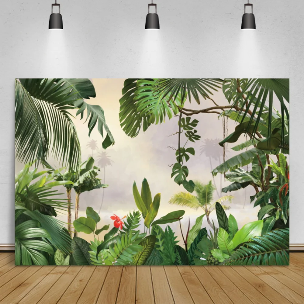 Laeacco летние тропические пальмы дерево зеленые листья фотография Фон ребенок день