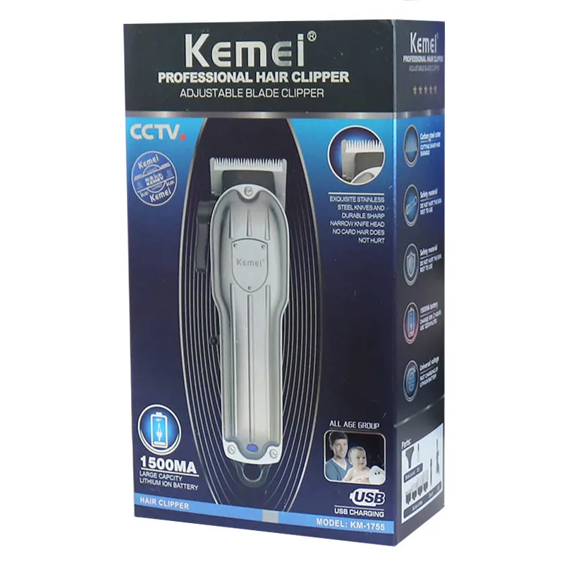 

Original kemei adjustable 10W hair clipper rechargeable hair trimmer electric hair cutting machine with 1500mAh battery