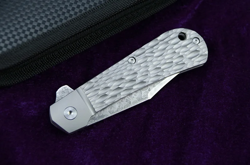 

LEMIFSHE Folding knife Damascus steel blade Titanium alloy handle Outdoor tactical camping hunting pocket fruit knife EDC tool