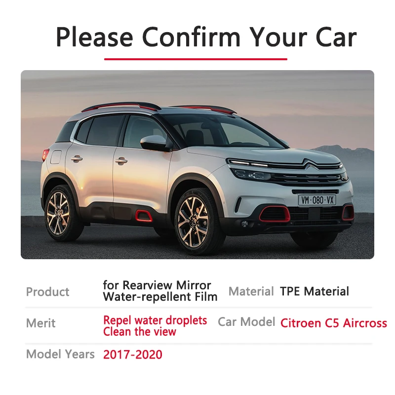 

Full Cover Anti Fog Film Rainproof Rearview Mirror for Citroen C5 Aircross C5-Aircross 2017~2020 Accessories 2017 2018 2019 2020