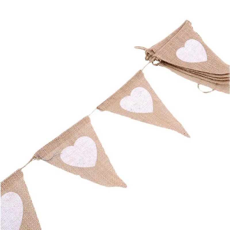 Европа и Америка Рождество Свадьба украшения сердце льняные вымпели сценический