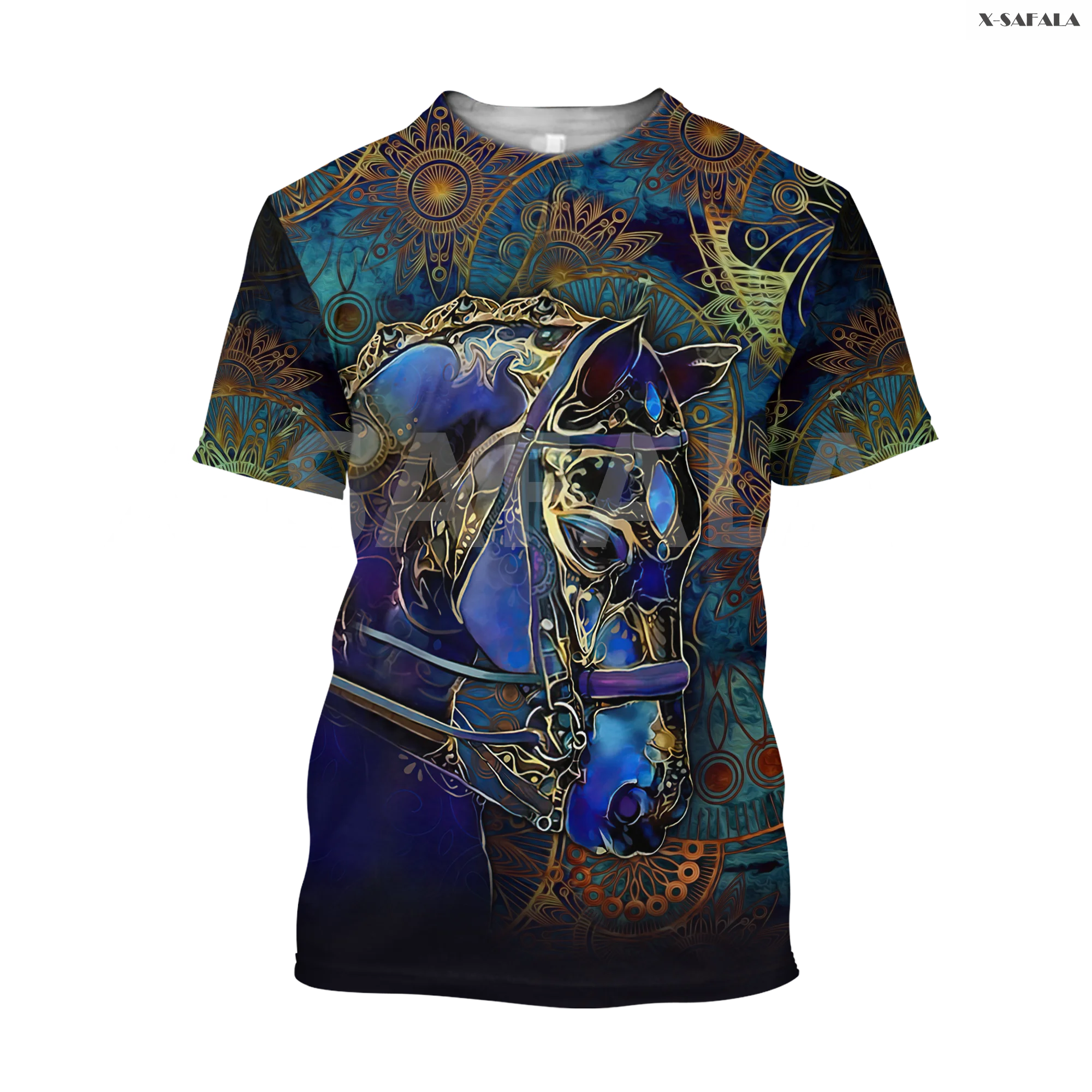 Летняя модная футболка с 3D рисунком черепа дракона лошади розы | Мужская одежда