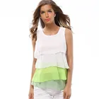 YRRETY женская блузка, модная повседневная Свободная шифоновая рубашка без рукавов с оборками, высококачественные блузы, цветные топы с круглым вырезом