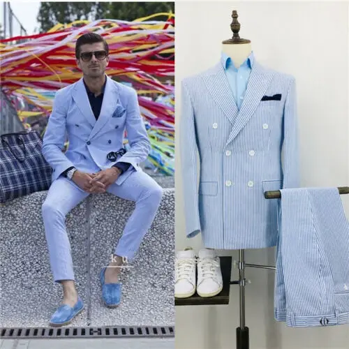 Leisure Beach Groom Wedding Double-breasted Suits Business Suit Party Suit Groom Wear 2pieces