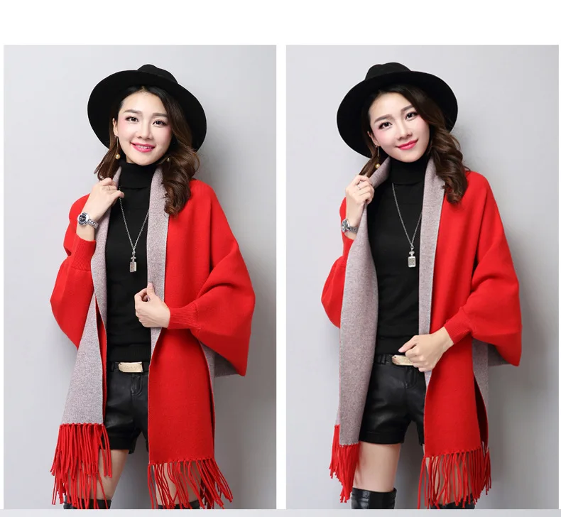 Женский винтажный кардиган с рукавами летучая мышь элегантный бахромой