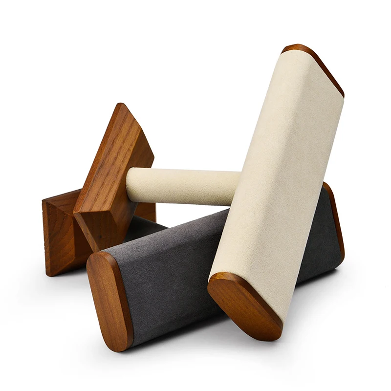 Oirlv Solid Wood T-Bar Jewelry Organizer Holder for Watch Bracelet Countertop Table Top Jewelry Tower