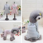 Четыре-комбинезон с длинными рукавами для собак из хлопка с мультяшными рисунками свитер для щенка детские комбинезоны в полоску Собака пижамы футболка для чихуахуа ropa para пер