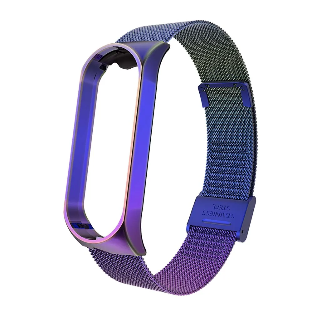 Rovtop ремешок для Xiaomi mi Band 4 ремешок для Xiaomi mi band 3 браслет для mi band 3 M3 M4 металлический Безвинтовой браслет из нержавеющей стали - Цвет: Buckle Colorful