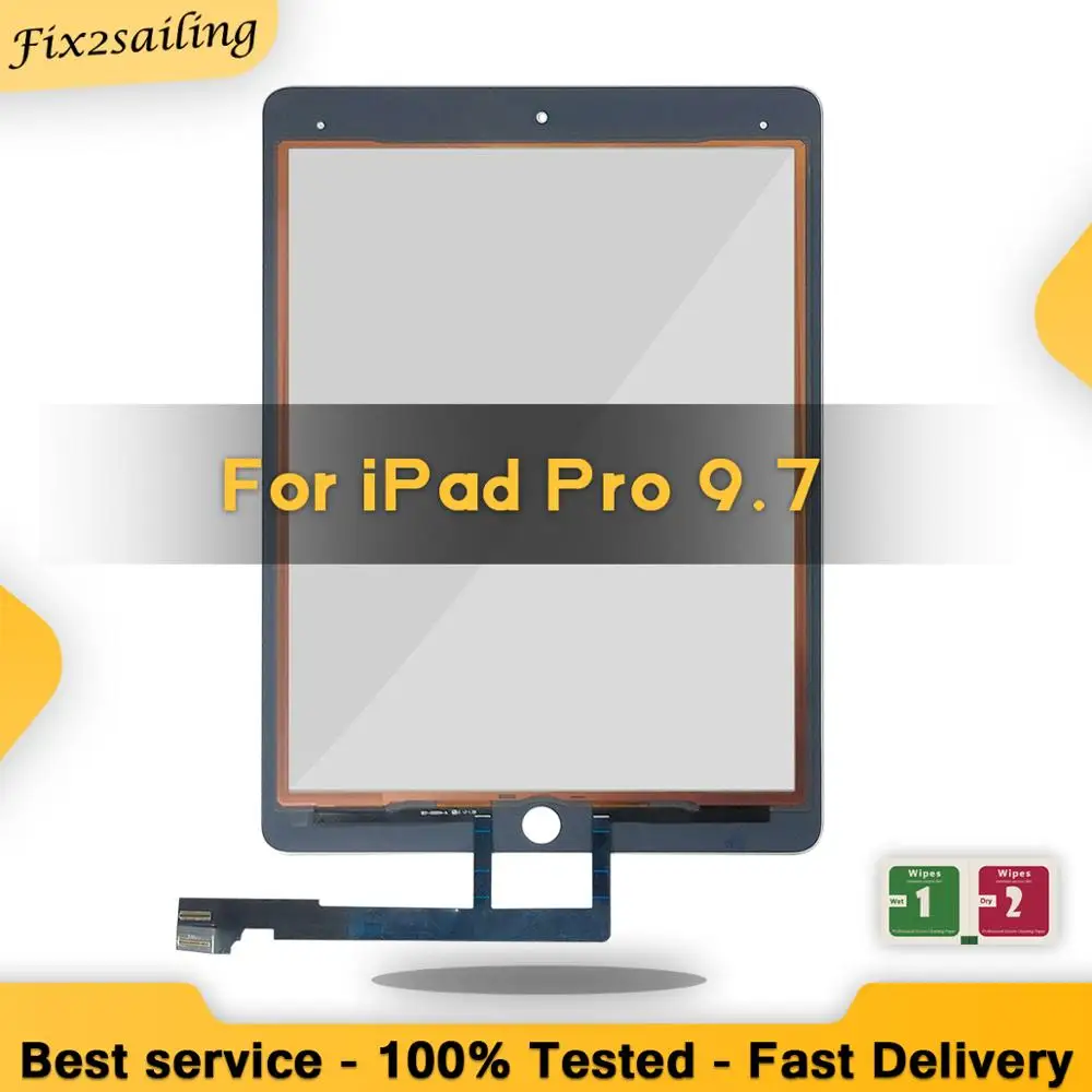 Новое стекло для сенсорного экрана iPad Pro 9.7, проверенное на 100%, детали для ремонта внешнего экрана, подходит для моделей A1673, A1674, A1675, хорошо работает.