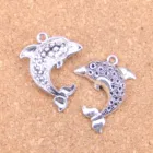 8 шт. Подвески в виде дельфина, моря, 33x26 мм, антикварные подвески, винтажные тибетские серебряные ювелирные изделия, DIY для браслета, ожерелья