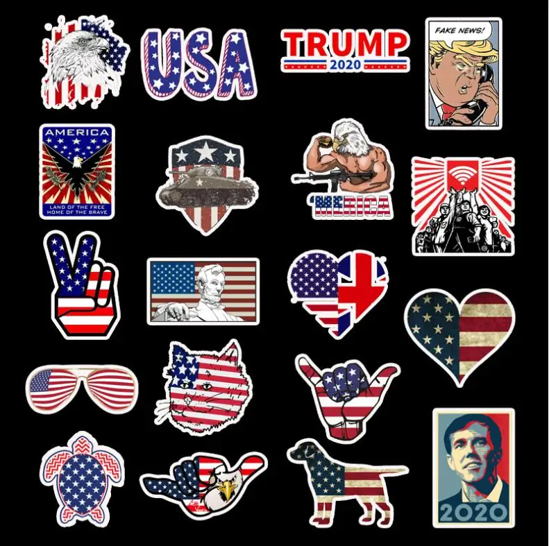 Pegatinas para coche de viaje, 10/30/50 uds/paquete, bandera de Estados Unidos, d&iacute;a de la independencia, Presidente, para motocicleta, equipaje, carro, port&aacute;til, juguete-3