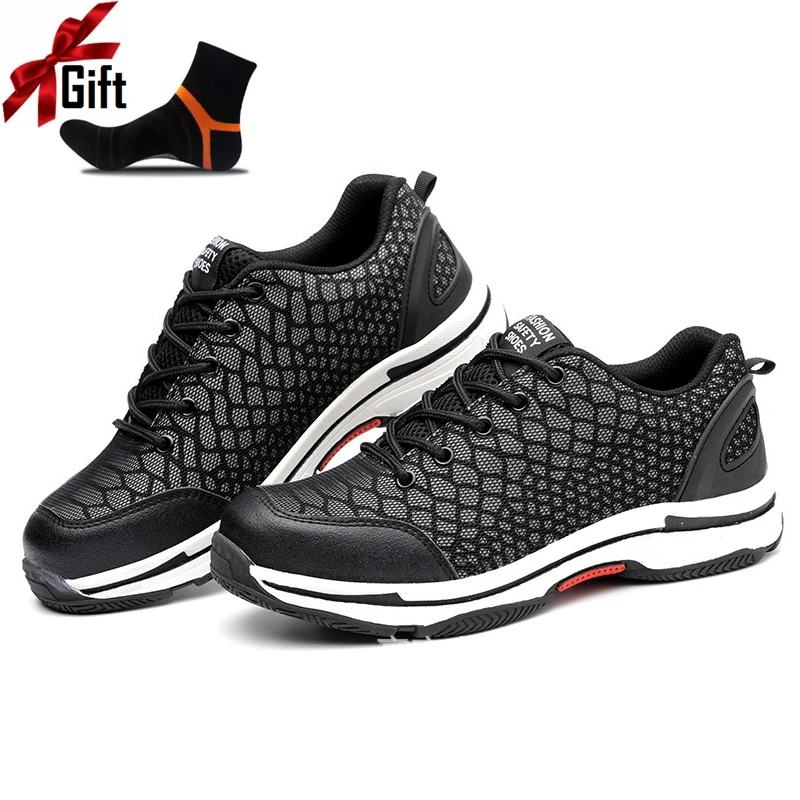 

Steel Toe Cap Workplace Safety Shoes Anti Puncture-Proof Work Sneakers Breathable Shoes Outdoor Men Worker Shoes