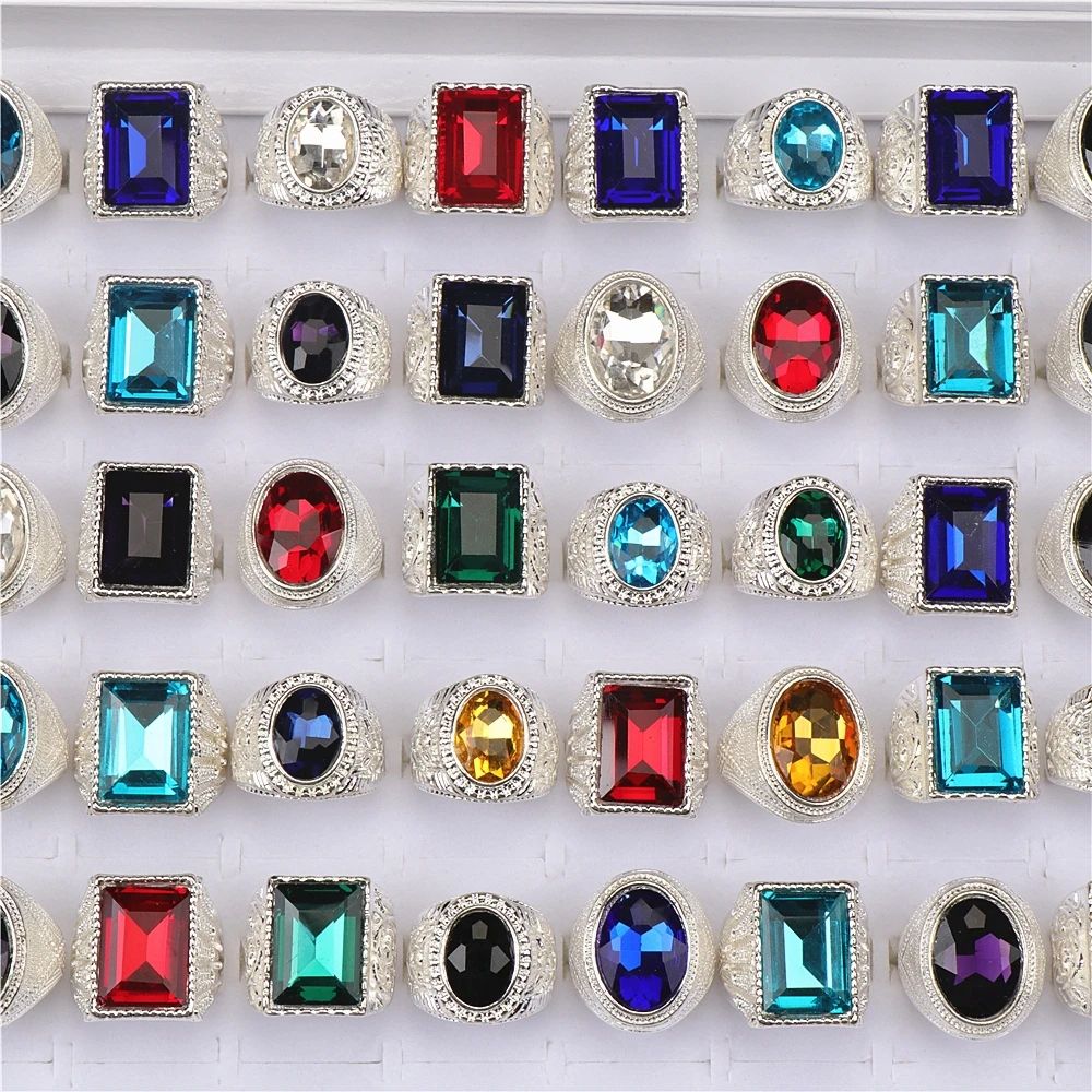 Кольца женские мужские с имитацией драгоценного камня посеребренные 20 шт./лот |