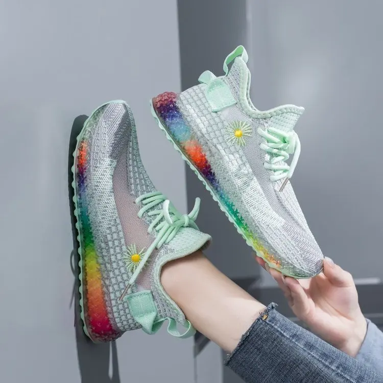 

Women's Shoes Rainbow Soles Flying Woven Breathable Casual Shoes Running Shoes Walking Shoes Shoes for Women