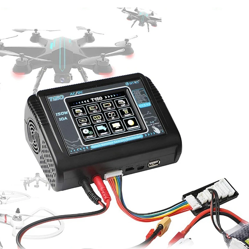 

HTRC 150W AC/DC 10A Balance Charger T150 Smart Discharger for Lilon/LiPo/LiFe/LiHV/NiCd/NiMH/PB Battery Charger US Plug