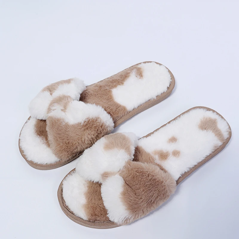 Women 2021 New Autumn and Winter Indoor Fuzzy Slippers Female Flip Flops Fluffy Slipper Ladies Soft Plush Home Slippers images - 6