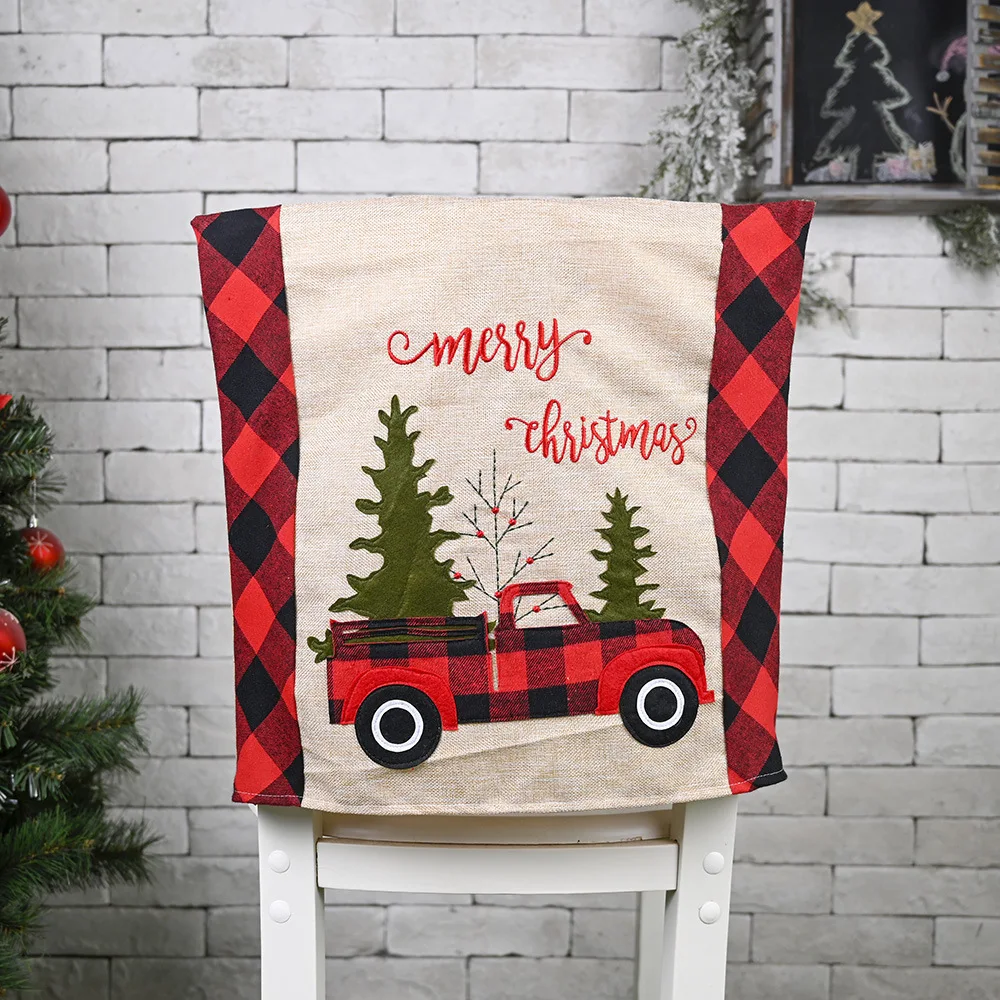 

Christmas decorations lattice car Christmas tree chair cover stool cover home decoration chair cover