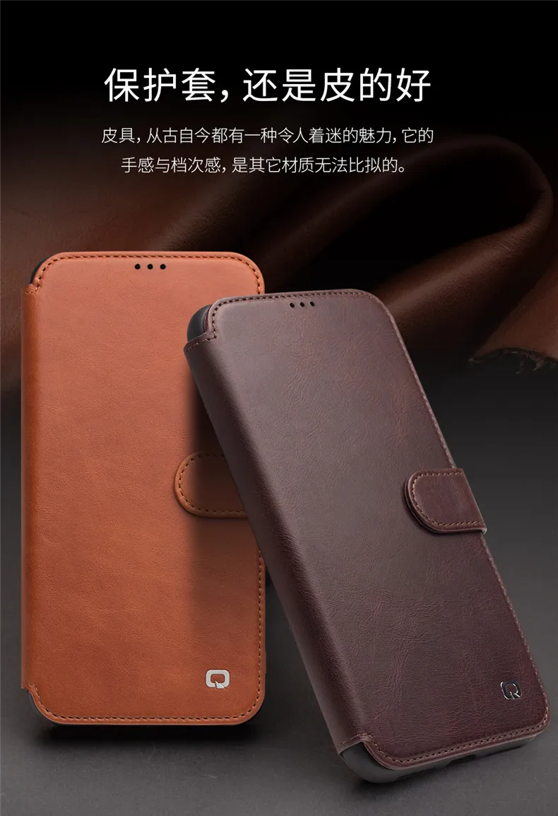Для iPhone 11 Pro Max 5,8 6,1 6,5 Натуральная Воловья кожа чехол для телефона откидная крышка Qialino бренд Магнитный кошелек Чехол