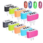 UBB зарядное устройство для мобильного телефона для путешествий 3.1A Быстрая зарядка 3 usb порта подключаемый настенный адаптер зарядного устройства с кабелем для передачи данных