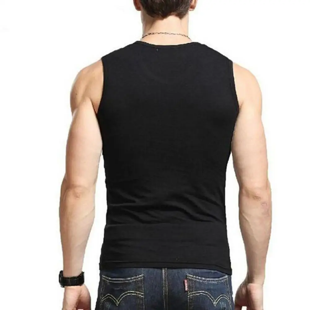 

Men Solid Color Sleeveless Round Neck Vest Slim Fitness tank top men Undershirt T-shirt men's vest
