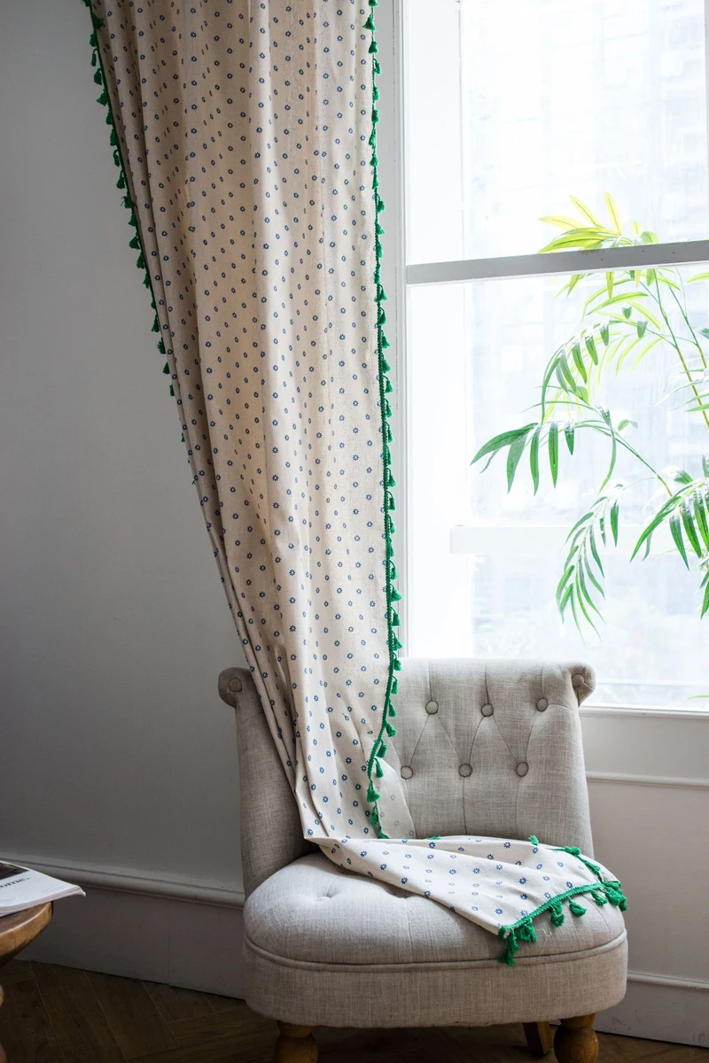 Хлопковая льняная занавеска с принтом маргариток для гостиной спальни занавески