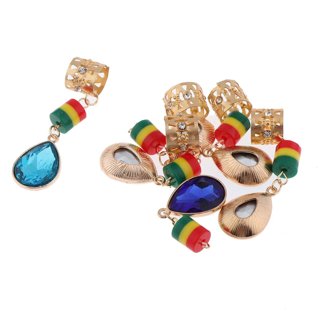 

6pcs Hair Jewelry Braids Hair Cuffs Pendants Rings for Colorful Dreadlocks Beads Hair Extensions DIY Hairstyle Braids