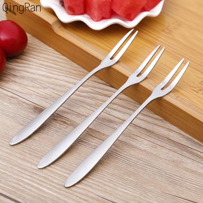 

Luxury Stainless Steel Fruit Fork Tart Dessert Fork Mini Salad Fork Cutlery Fork Two-Tooth Fork Cutlery Fork Kitchen Tool Mini