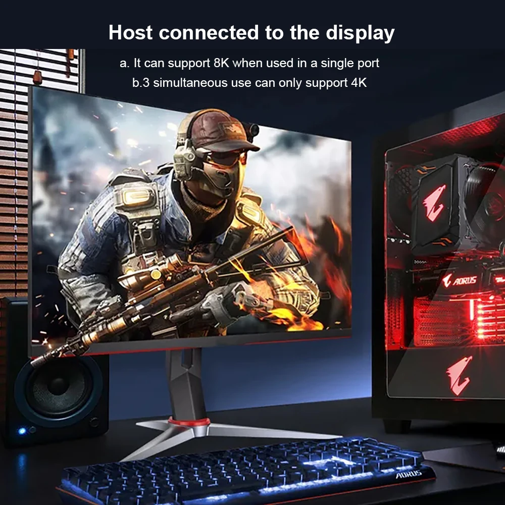 Дисплей port1.4 1x3 сплиттер 8K @ 30Hz 4K 144Hz MST SST концентратор мульти разделитель монитора
