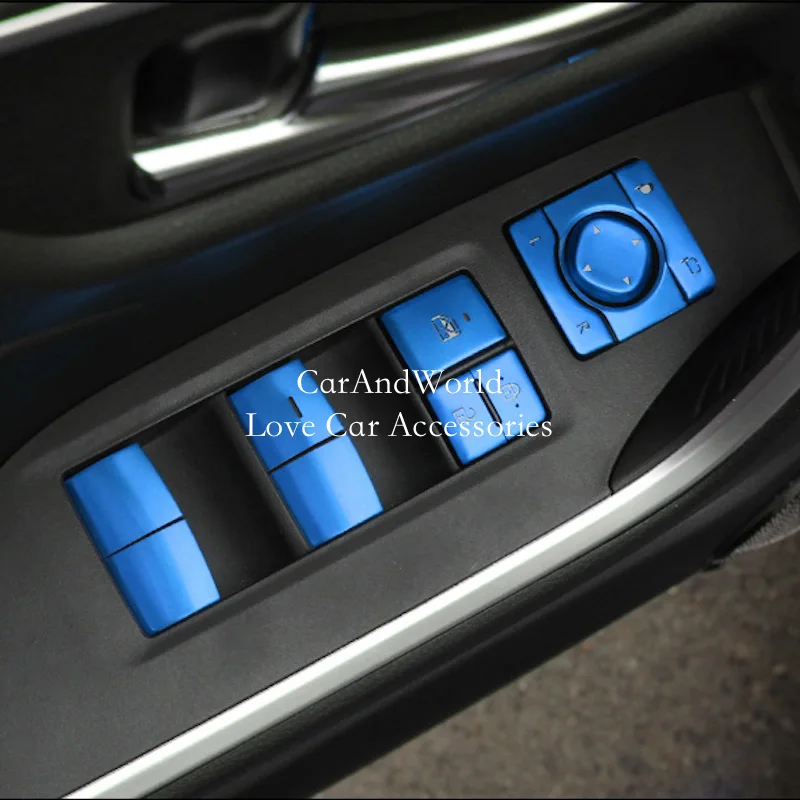 

For Toyota RAV4 XA50 2019-2022 Door Armrest Lift Button Trims Window Switch Sticker Cover Aluminum Alloy Car Interior Accessorie