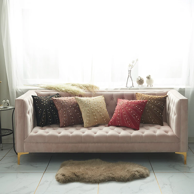 Роскошный вельветовый чехол для подушки с блестящими бриллиантами декоративная