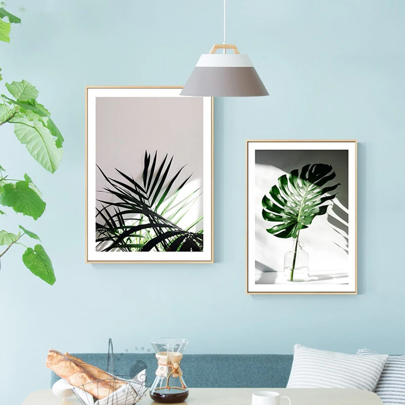 

Nordic Green leafs Canvas Painting Posters and Print Minimalist home decor Wall Art plants Picture For Living Room Bedroom Aisle