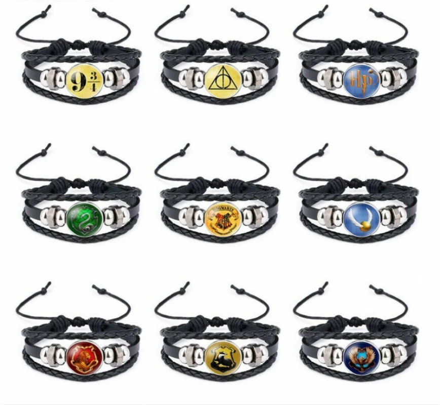 Для H P фанатов Гарри школьный герб регулируемые браслеты прикольный браслет