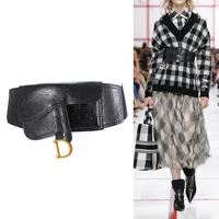 luxury designer brand fit slim women leather belt letter d elastic stretch waistband pocket cd wide for female dressgirdl chic