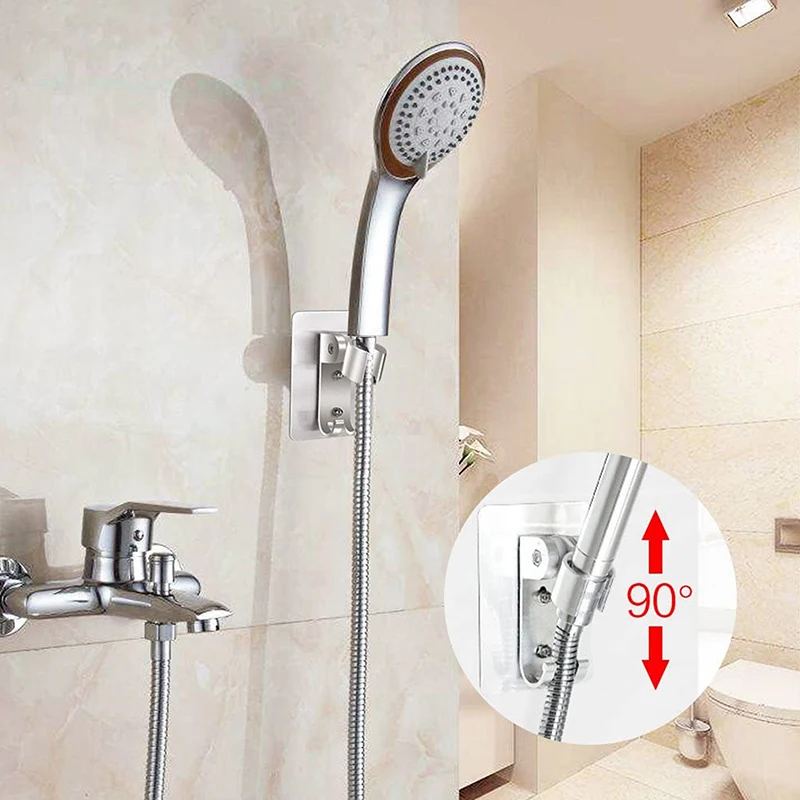 

Shower Head Holder Self-adhesive Handheld Drill-free Showerhead Rack Punch-free Chrome Bathroom Wall Mount Bracket