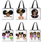 Сумка женская с мультяшным принтом афро-коричневая, модный тоут для девушек, сумка-шоппер для латины Af, милый саквояж на плечо