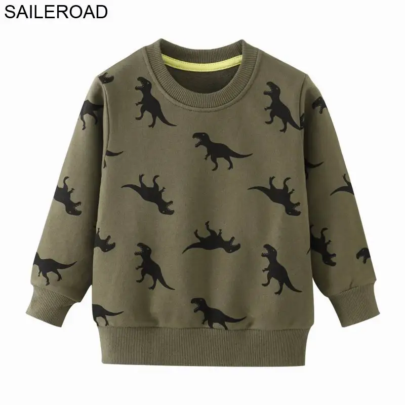 SAILEROAD Динозавр Печати Дети Футболки 7 Лет Кофты для Мальчиков Одежда Школьная