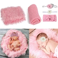 newborn photography props baby blanket baby swaddle wrap headband set baby girls infants photo shooting accessories