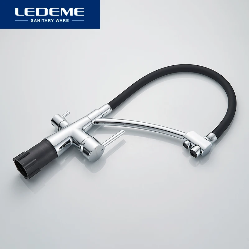 Смеситель LEDEME L4855-2 для кухни кран с фильтром фильтрация два носика | Обустройство
