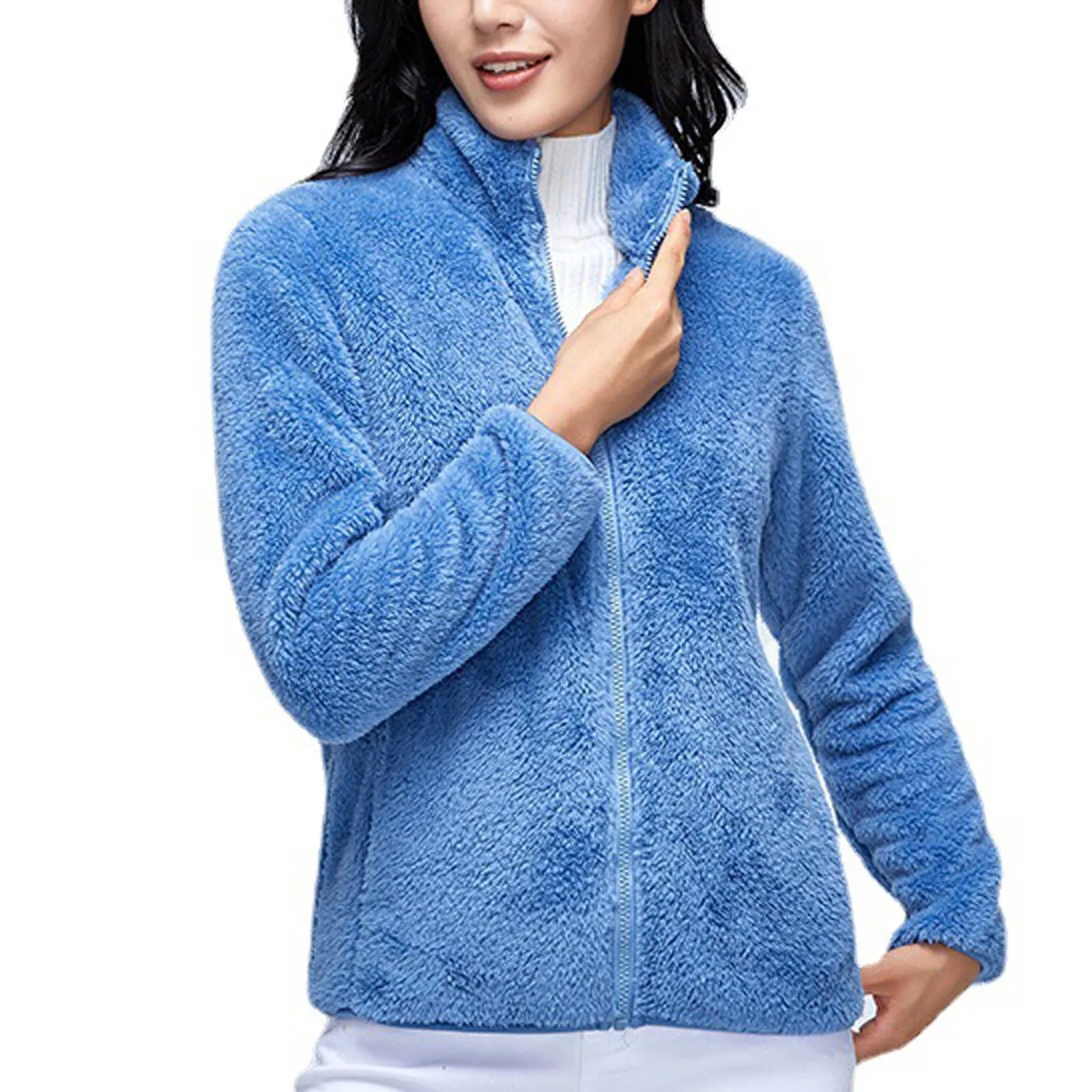 

Новинка 2021, зимние теплые флисовые куртки, однотонные плюшевые теплые двухсторонние плюшевые пальто, уличные спортивные утепленные Топы дл...