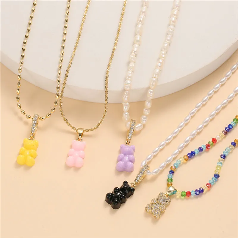 1 шт. милые Подвески карамельных цветов из смолы в виде жевательного медведя