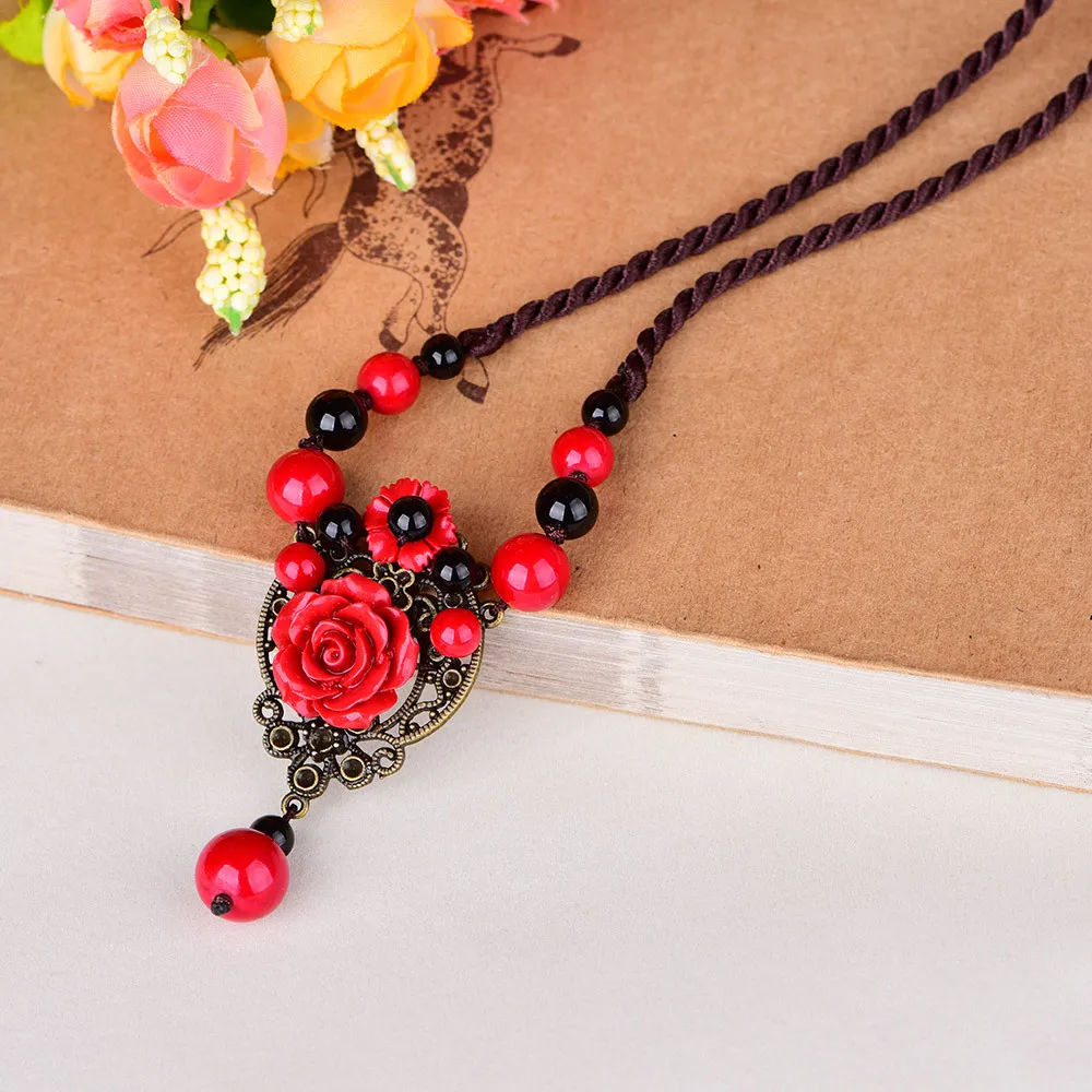 Классический персональный Cinnabar цветок металлический диск Кулон ожерелье