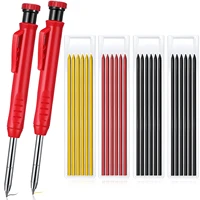 solid carpenter pencil built in sharpener deep hole mechanical pencil marker marking tool 6 refill leads woodworking tools set a