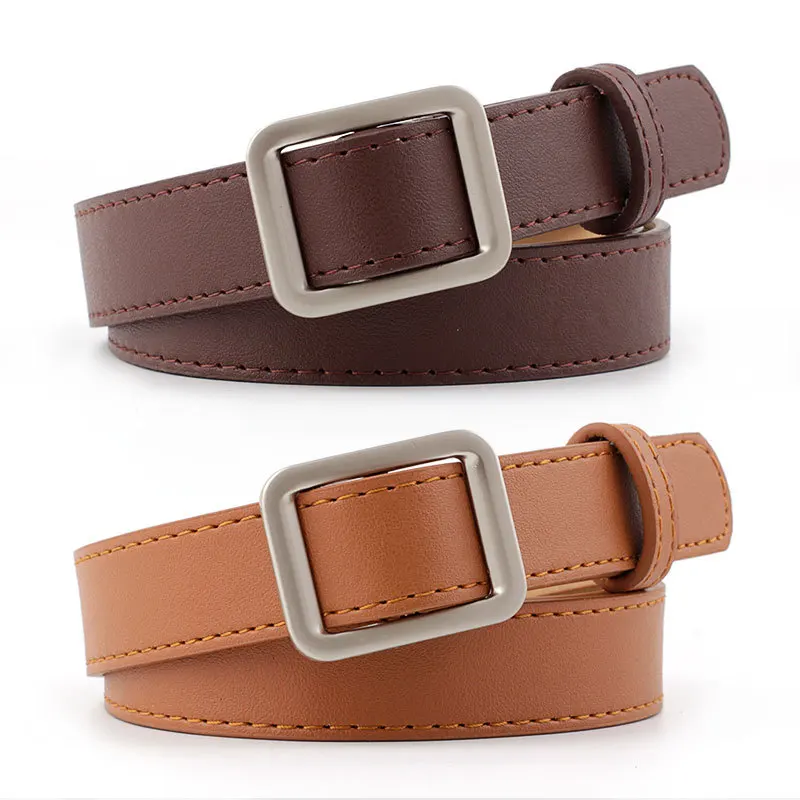 

No hole square buckle female belt female simple all-match needle retro fashion belt female Korean edition student belt